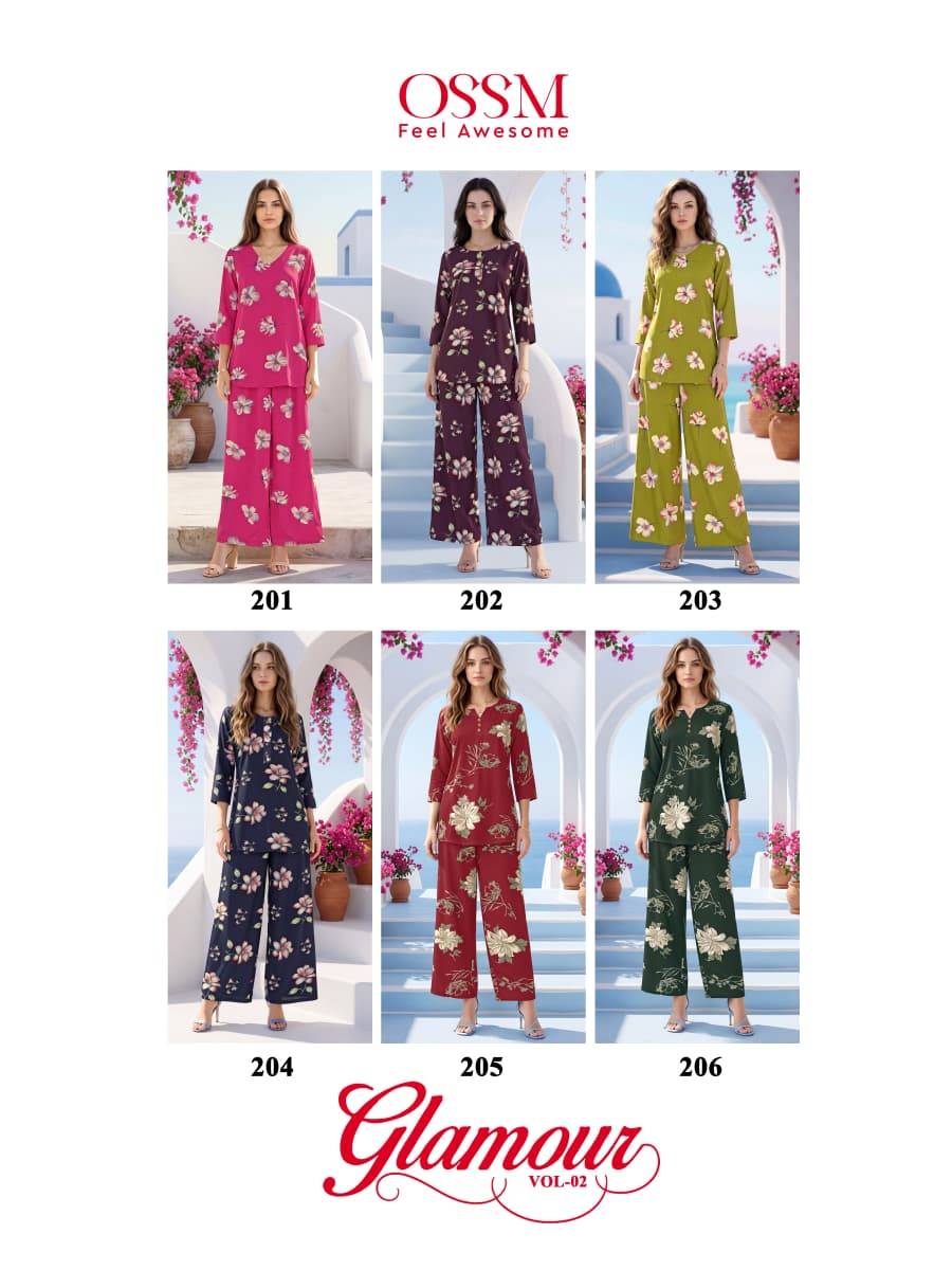 GLAMOUR Vol 02 By OSSM 201 To 206 Series Designer Ethnic Wear Collection rayon Kurtis At Wholesale Price
